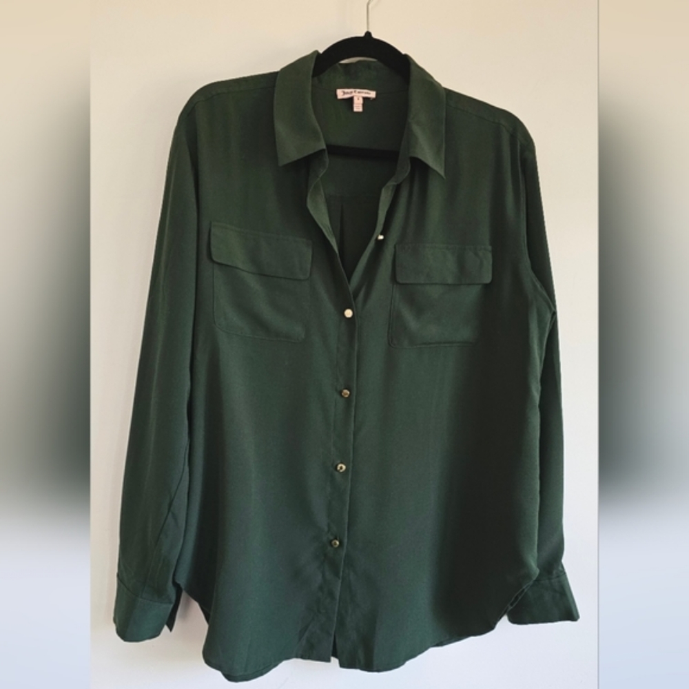 Juicy Couture Emerald Hunter Green Blouse 8